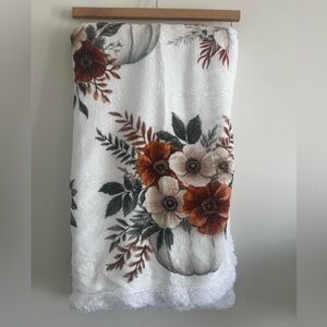 Floral Pumpkin Throw Blanket 50” X 60”